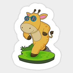 Giraffe Running Glasses Sticker